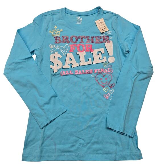 NEW NWT Girl's Children's Place Long Sleeve Glitter Tee Brother For Sale Size M - Picture 1 of 5